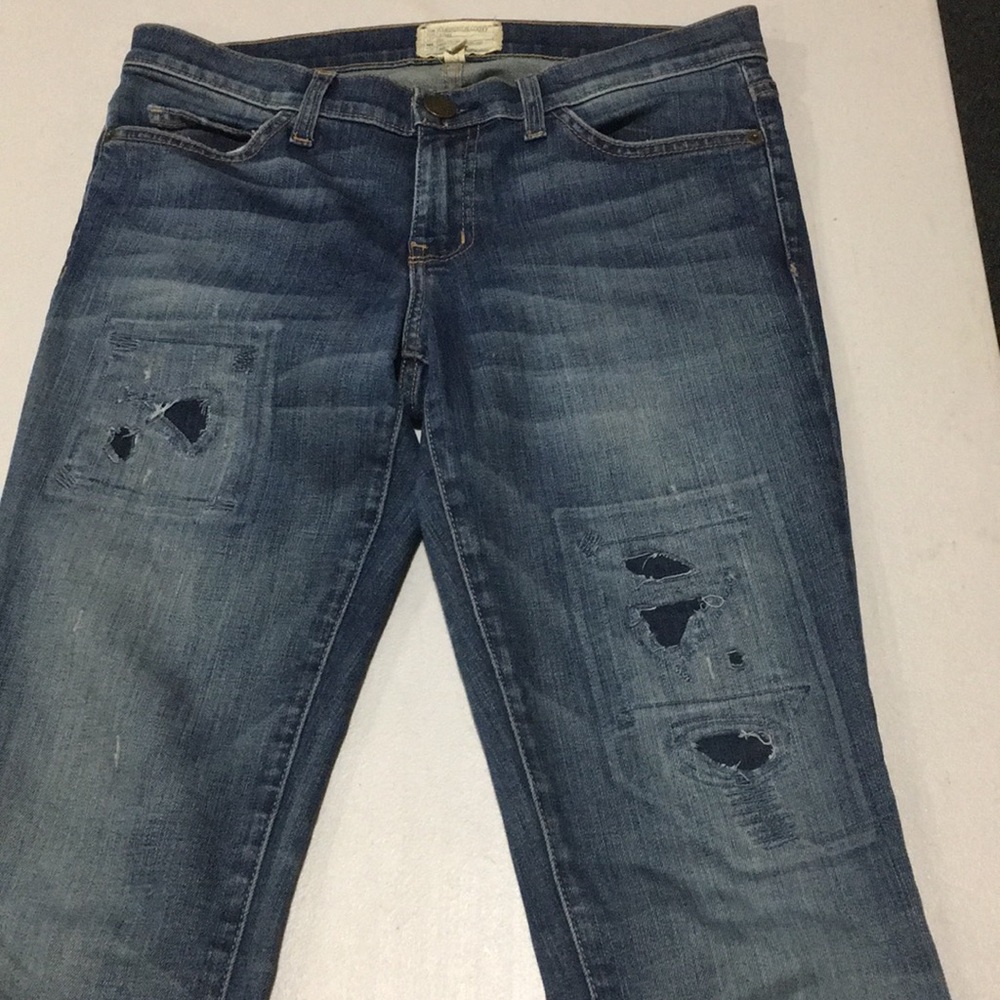 Current/Elliott Distressed Patchwork Skinnies - image 2